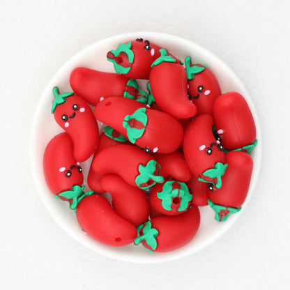3D Three Color Cute Chili Silicone Focal Beads 20pcs 3