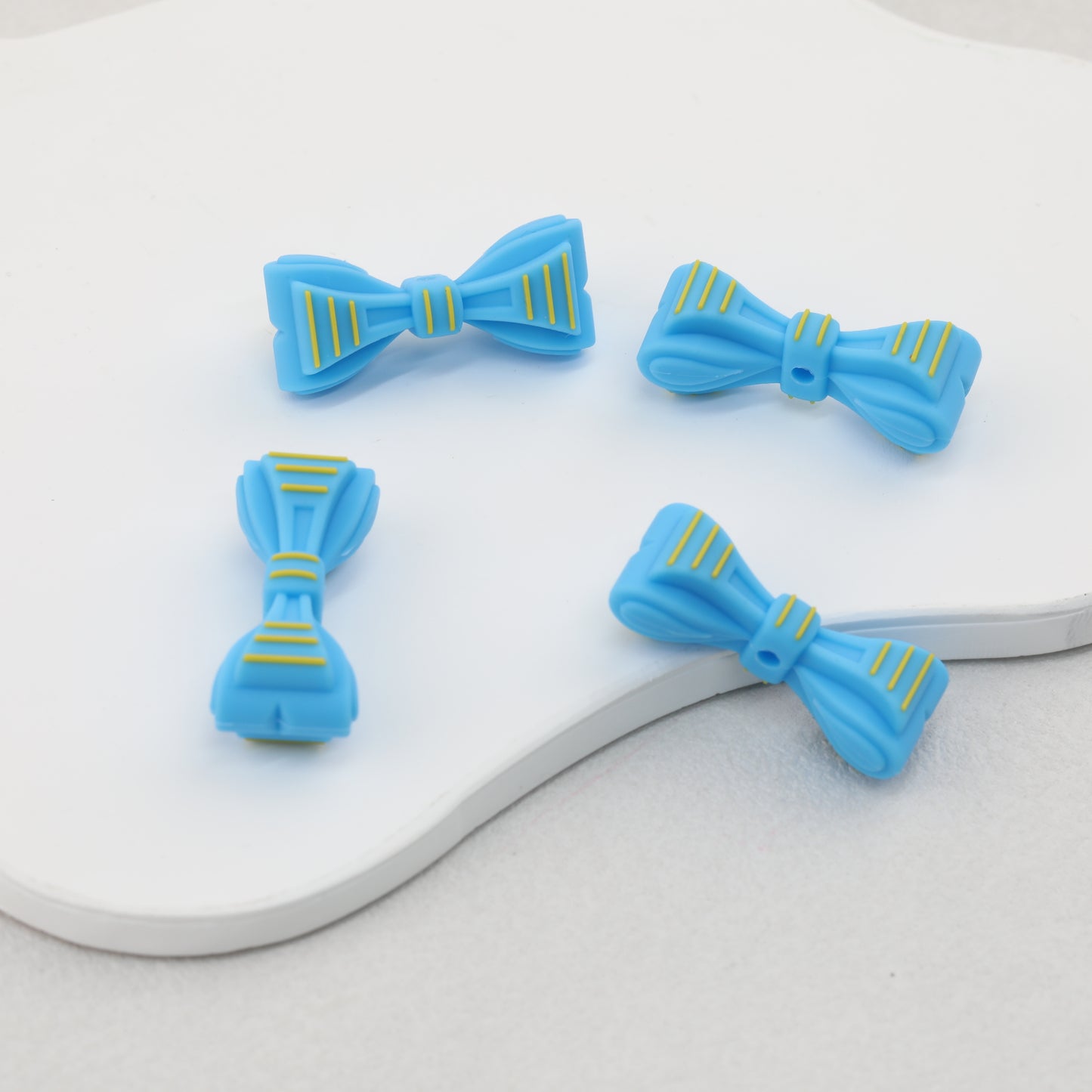 3D Father's Day Blue Bowtie Silicone Focal Beads 20pcs 2