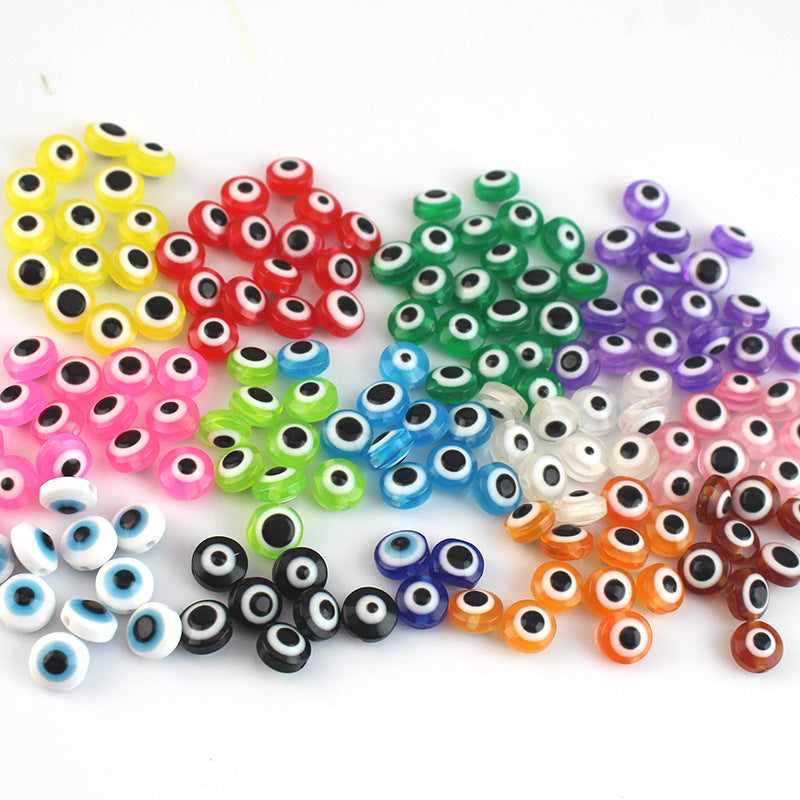 Flat Evil Eye Resin Beads 6-10mm Glossy Colorful 500pcs