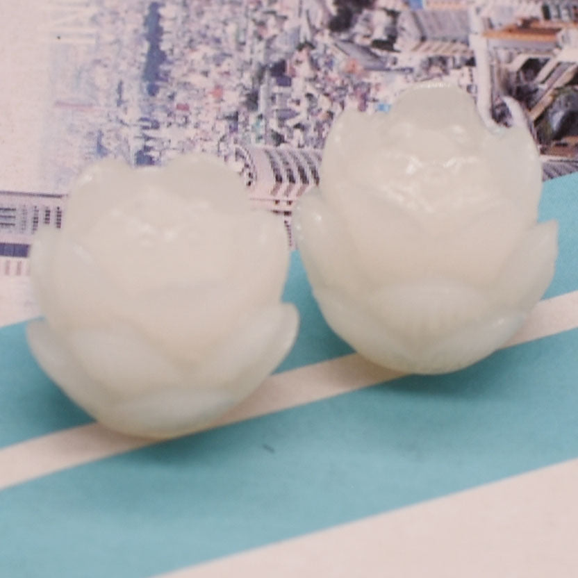 White Three Layers Lotus Resin Beads 16mm Floral Design 10pcs 3