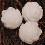 White Three Layers Lotus Resin Beads 16mm Floral Design 10pcs 6