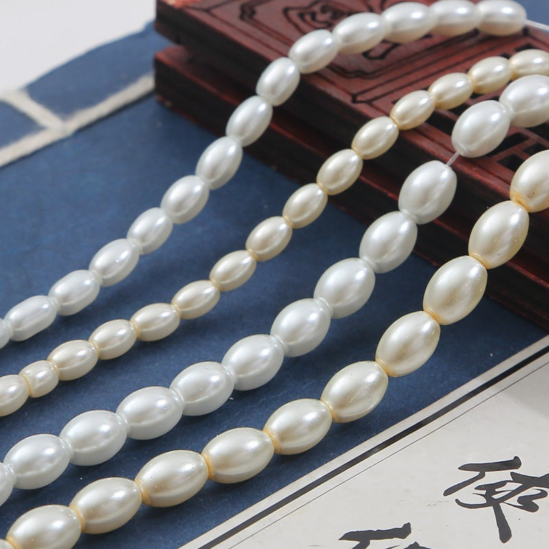 Pearl Oval Glass Beads 4mm 6mm 6mm 8mm Creamy White and Pure White 3