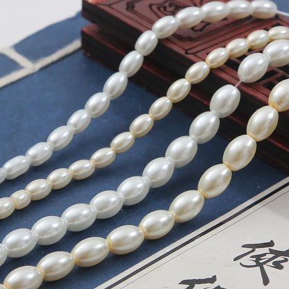 Pearl Oval Glass Beads 4mm 6mm 6mm 8mm Creamy White and Pure White 3