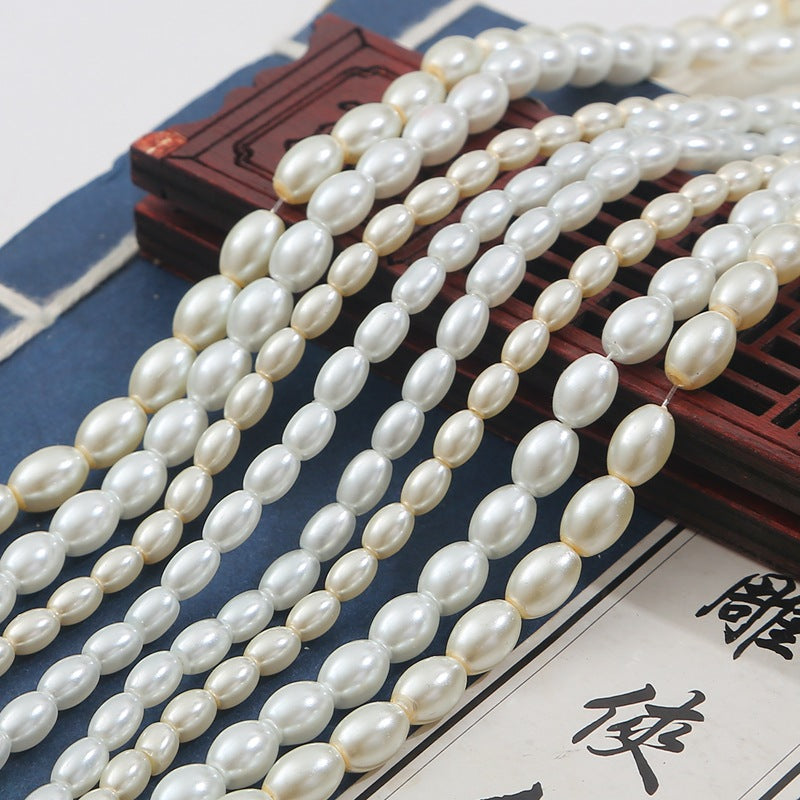 Pearl Oval Glass Beads 4mm 6mm 6mm 8mm Creamy White and Pure White 2