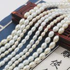 Pearl Oval Glass Beads 4mm 6mm 6mm 8mm Creamy White and Pure White 2