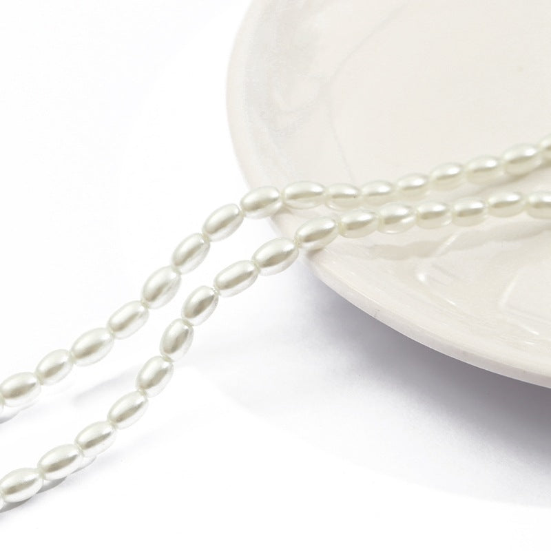 Pearl Oval Glass Beads 4mm 6mm 6mm 8mm Creamy White and Pure White 7