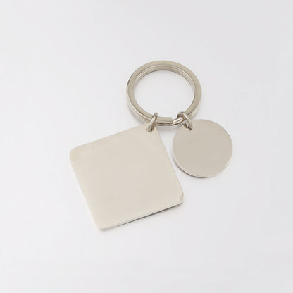 Stainless Steel Geometric Square and Round Keychain Silver Gold Rose Gold Black 2
