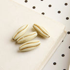 Vintage Gilded Melon Seed Acrylic Beads 8x24mm Creamy White Black 10pcs 6