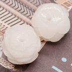 White Three Layers Lotus Resin Beads 16mm Floral Design 10pcs 4