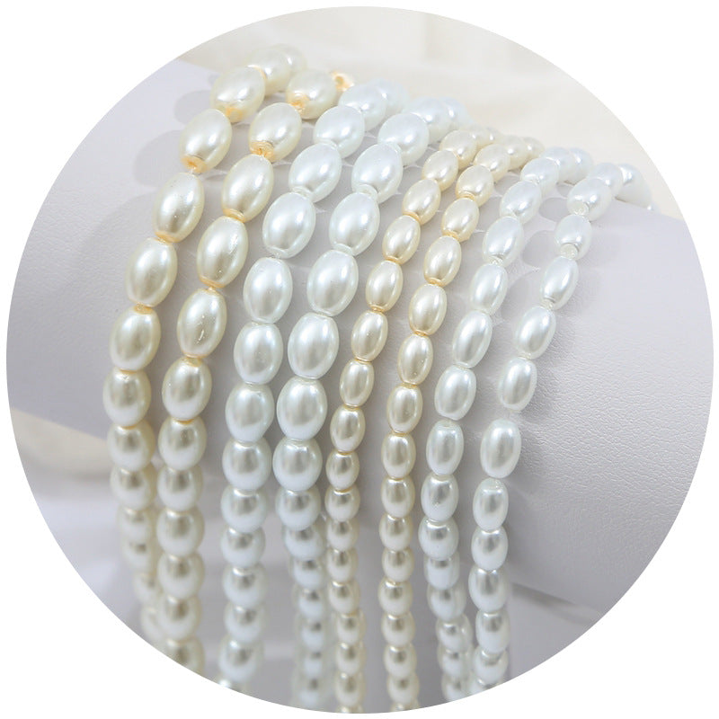 Pearl Oval Glass Beads 4mm 6mm 6mm 8mm Creamy White and Pure White 5