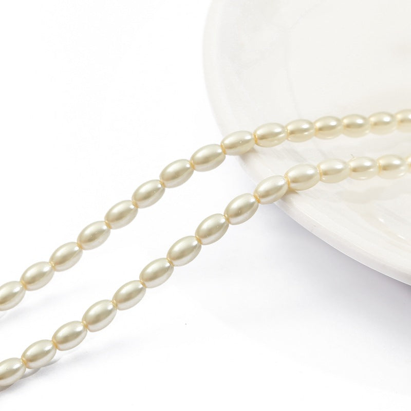 Pearl Oval Glass Beads 4mm 6mm 6mm 8mm Creamy White and Pure White 6