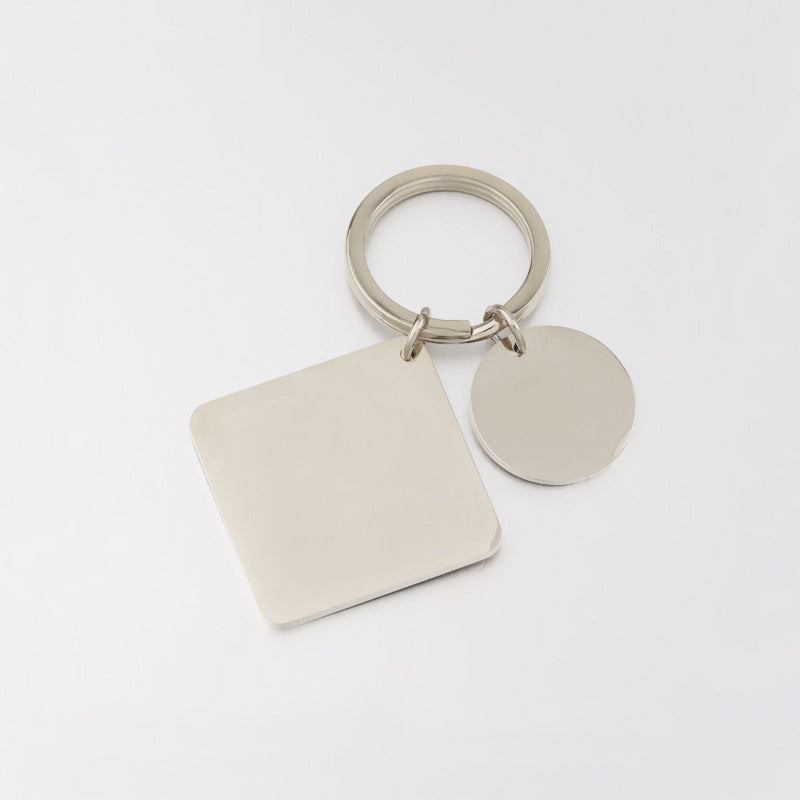 Stainless Steel Geometric Square and Round Keychain Silver Gold Rose Gold Black 6