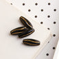 Vintage Gilded Melon Seed Acrylic Beads 8x24mm Creamy White Black 10pcs 7