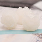 White Three Layers Lotus Resin Beads 16mm Floral Design 10pcs 5