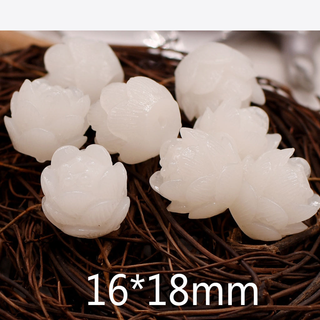 White Three Layers Lotus Resin Beads 16mm Floral Design 10pcs 2