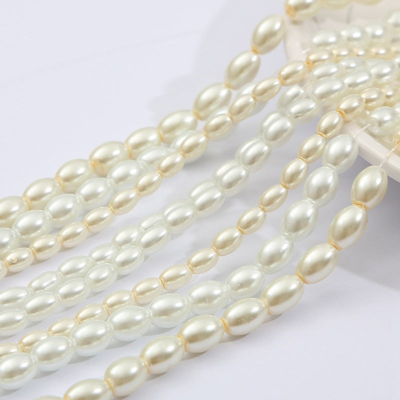 Pearl Oval Glass Beads 4mm 6mm 6mm 8mm Creamy White and Pure White