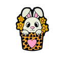 Silicone Focal Beads Easter Leopard Bunny Holding Heart Badge 20 pcs