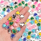 Dot Heart Acrylic Beads 12mm Colorful Centers 5pcs 4