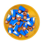 Silicone 3D Focal Beads Blue Cloak King Holding Yellow Cross 1pcs 2