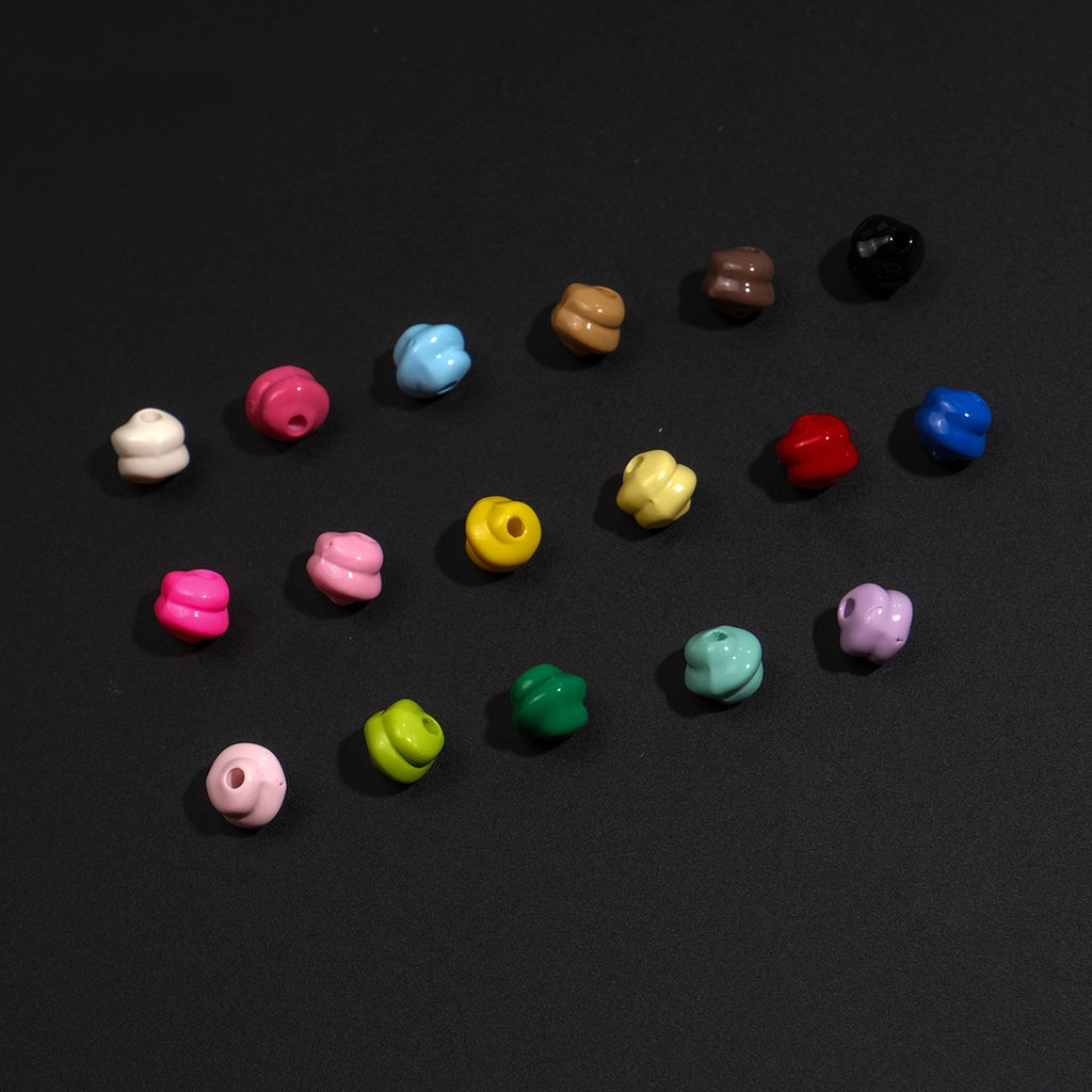 Baking Painted Mini Twisted Acrylic Beads 6mm Glossy Mixed Colors 100pcs 2