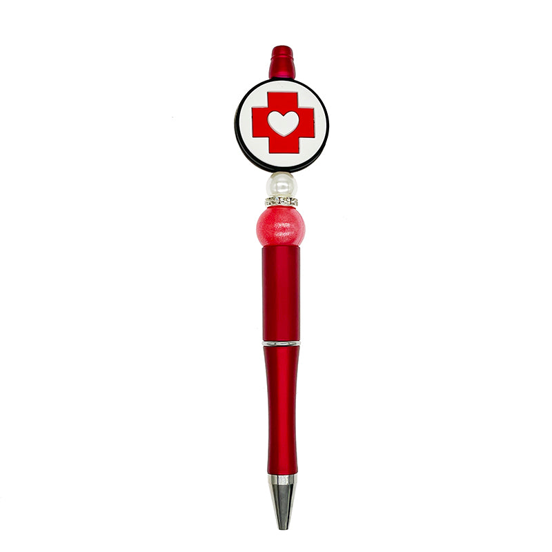 Silicone Focal Beads Nurse Red Cross Round Button White Heart 20pcs 3