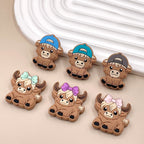 Silicone Focal Beads Highland Cow Boy Girl With Bow And Cap 20pcs 2