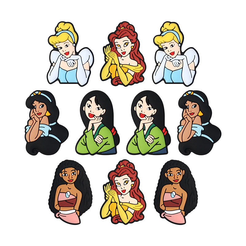 Silicone Focal Beads Disney Princess Front Facing Detailed Faces 20pcs