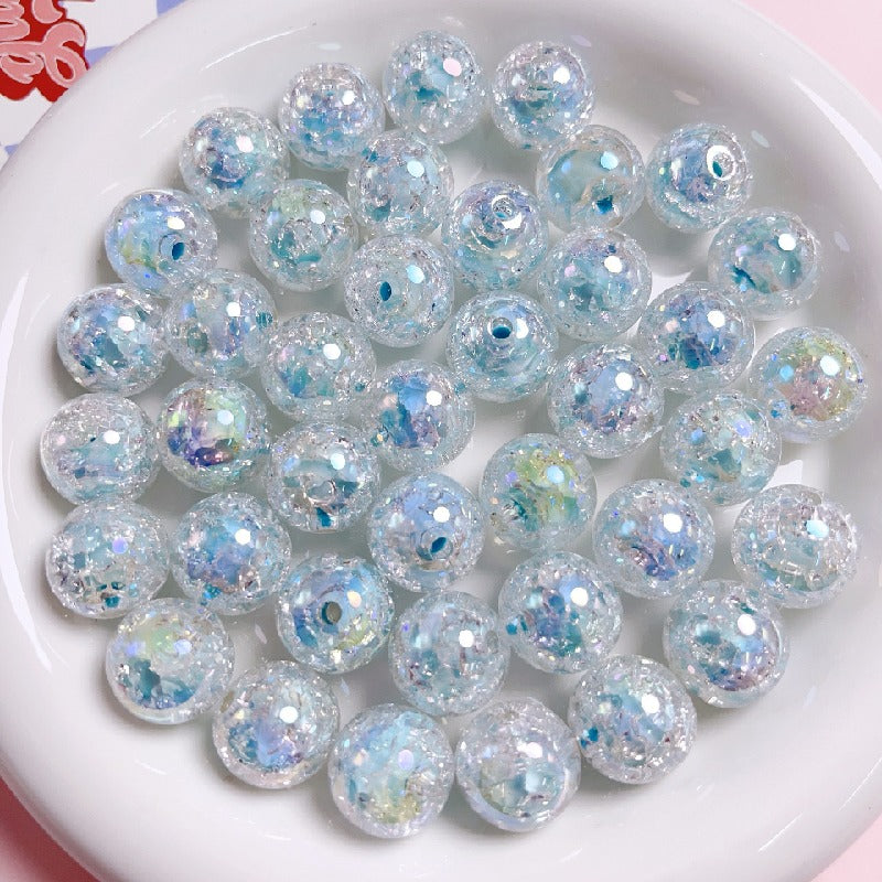 Sparkling Round Acrylic Beads 16mm Crackled Glass Effect 10pcs 4