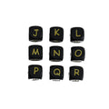 12mm Silicone Letter Beads Black with Golden Letters 20pcs