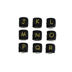 12mm Silicone Letter Beads Black with Golden Letters 20pcs