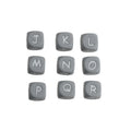 12mm Cube Silicone Letter Beads Grey White Letters 20pcs
