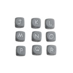 12mm Cube Silicone Letter Beads Grey White Letters 20pcs