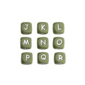 12mm Silicone Letter Beads Jasmine Green White Letters 20pcs