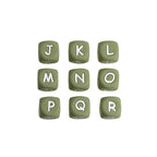 12mm Silicone Letter Beads Jasmine Green White Letters 20pcs