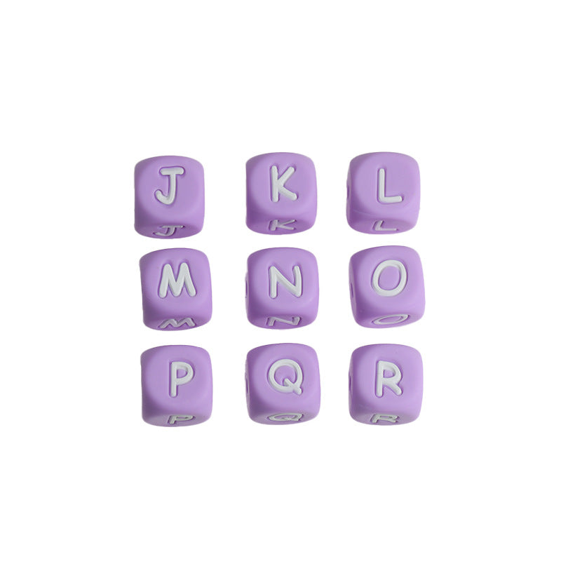 12mm Silicone Letter Beads Light Purple Pastel Style 20pcs