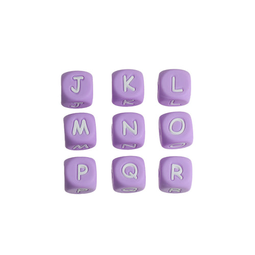 12mm Silicone Letter Beads Light Purple Pastel Style 20pcs