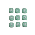 12mm Silicone Letter Beads Mint Green with White Letters 20pcs