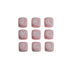 12mm Silicone Letter Beads Pink Matte Finish 20pcs