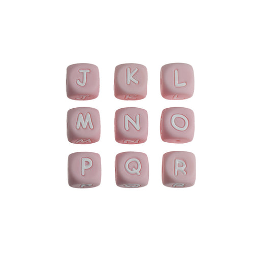 12mm Silicone Letter Beads Pink Matte Finish 20pcs