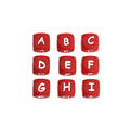 12mm Silicone Letter Beads Red with White Letters 20pcs
