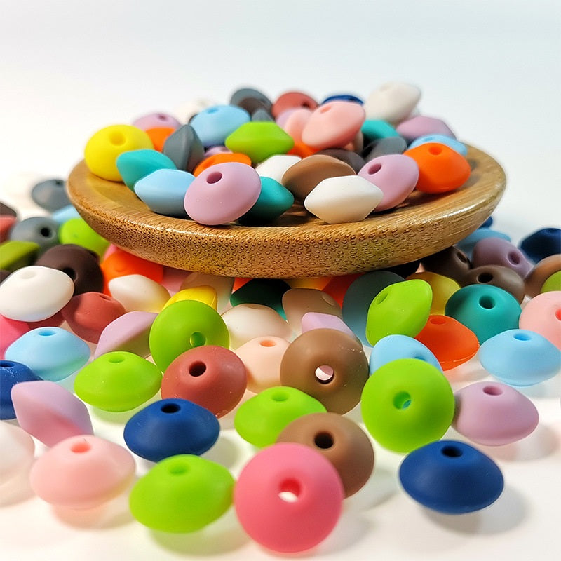 12mm Silicone Spacer Beads Multi Color Soft Matte Finish 50pcs