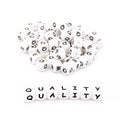 12mm Silicone Letter Beads White Black Lettering 20pcs