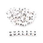 12mm Silicone Letter Beads White Black Lettering 20pcs