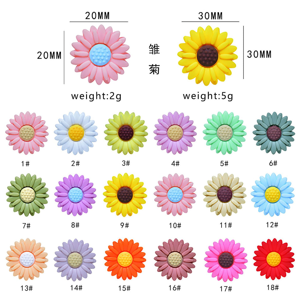 Silicone Focal Beads Daisy Sunflower Round Layout 20pcs