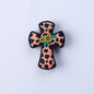 20pcs Sunflower Cross Silicone Focal Beads Brown