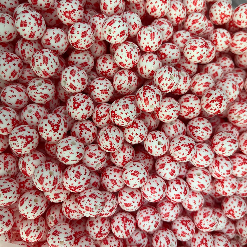 21 Christmas Printed Silicone beads