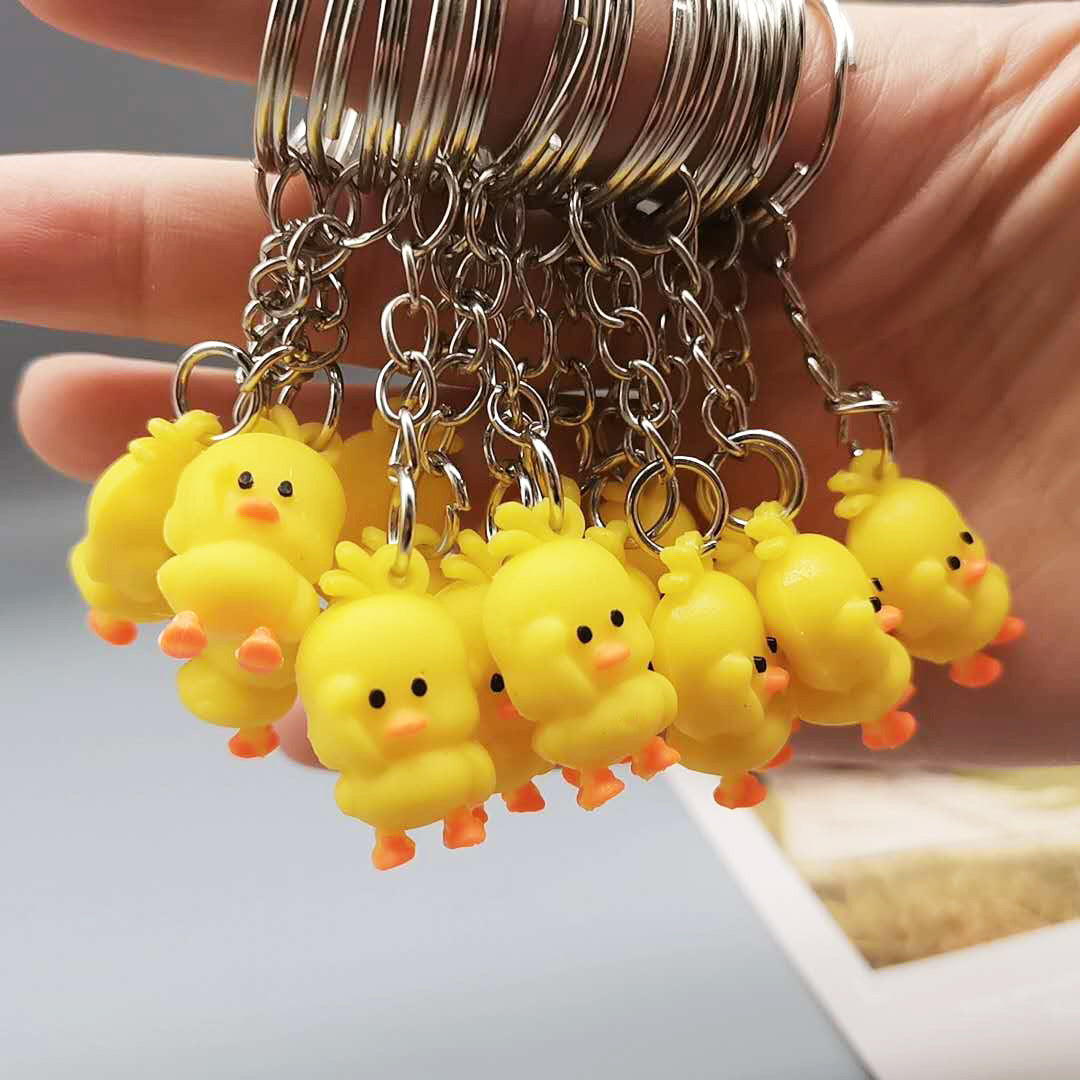 PVC Yellow Duck Keychain Cute Animal Charm Lightweight 2
