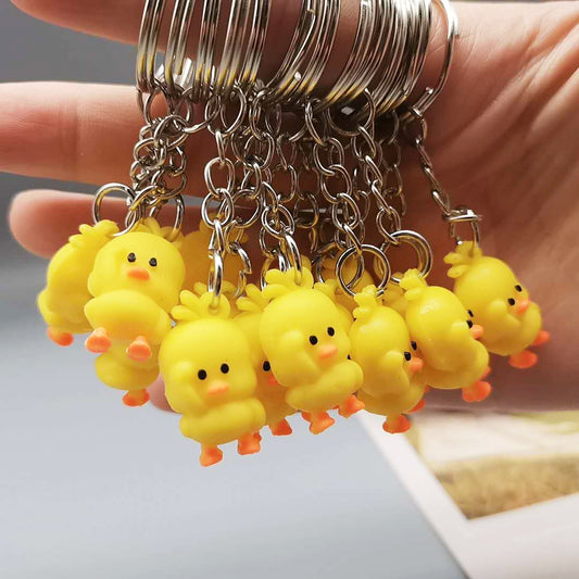 PVC Yellow Duck Keychain Cute Animal Charm Lightweight 2