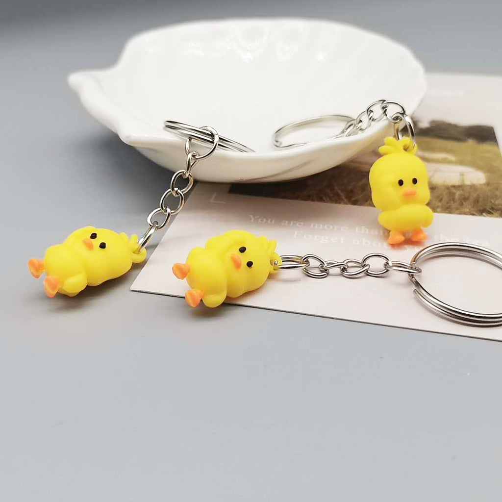 PVC Yellow Duck Keychain Cute Animal Charm Lightweight 5