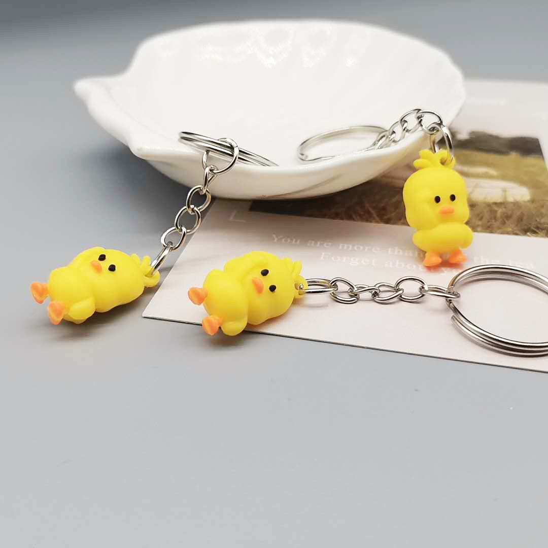 PVC Yellow Duck Keychain Cute Animal Charm Lightweight 5